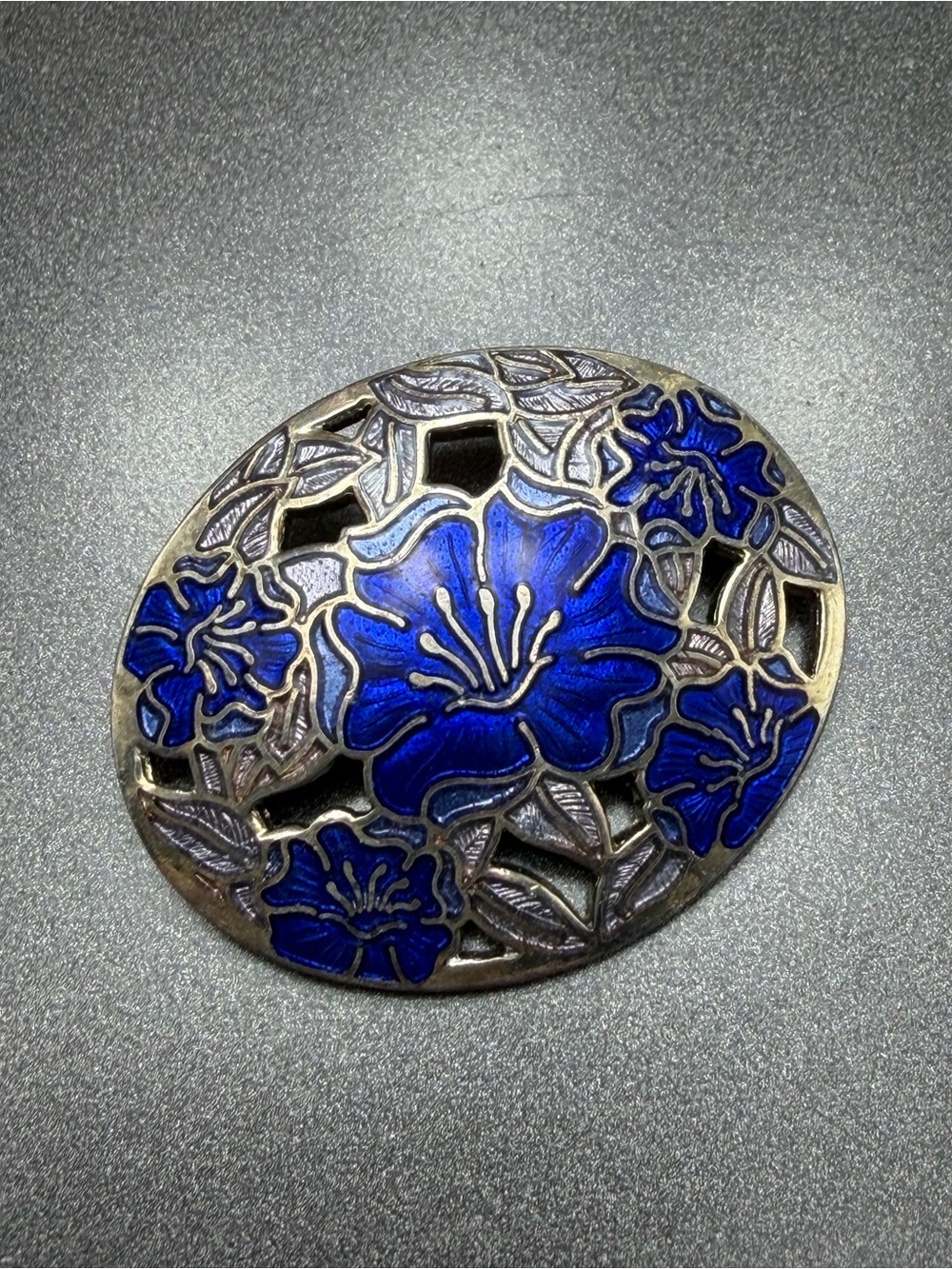 Vintage Blue Cloisonné brooch #cz569
